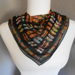 1960's Summer flip-flop sheer silk scarf